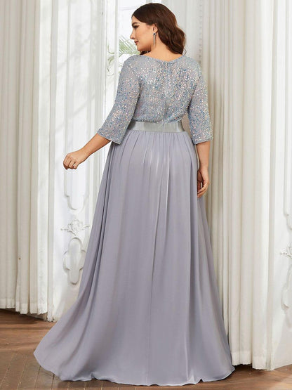 ever FLORENCE|Sequin Round Neckline Dress with Chiffon