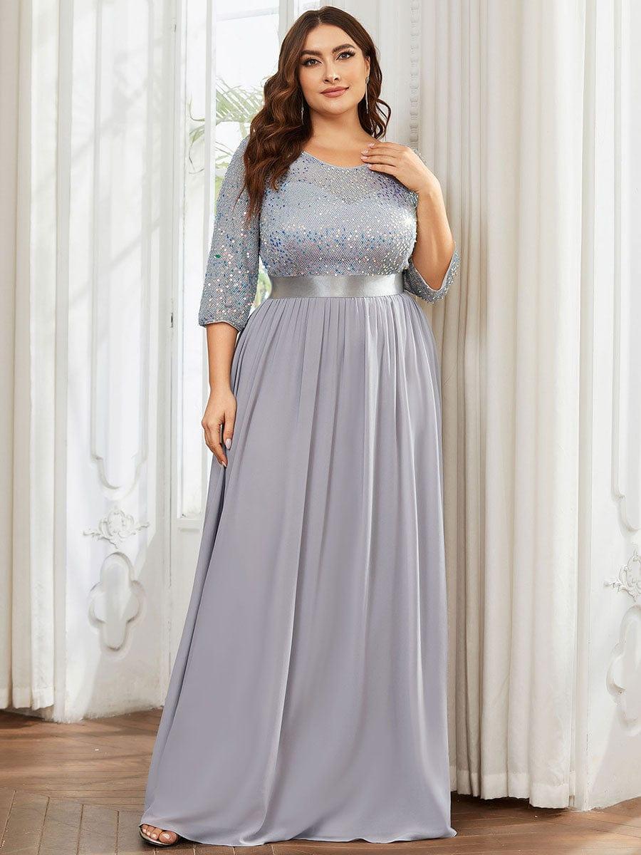ever FLORENCE|Sequin Round Neckline Dress with Chiffon