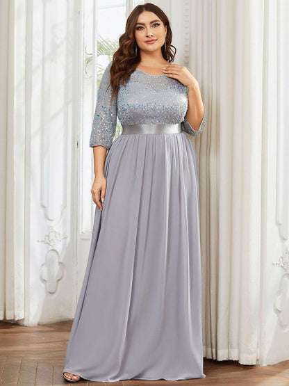 ever FLORENCE|Sequin Round Neckline Dress with Chiffon