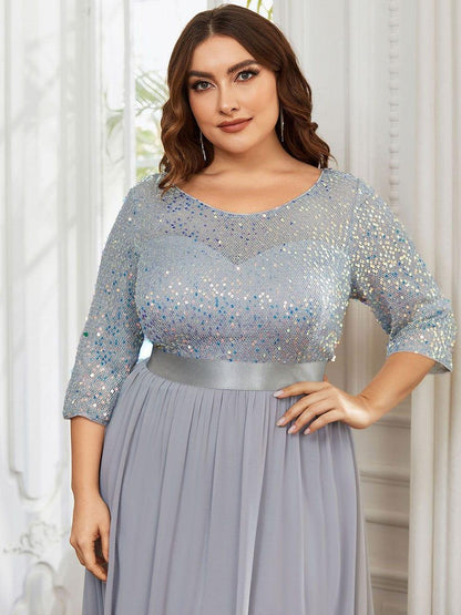 ever FLORENCE|Sequin Round Neckline Dress with Chiffon