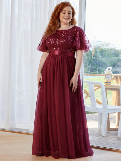 pretty SAPHIR|Plus Size Women's Embroidery Evening Dresses with Short Sleeve