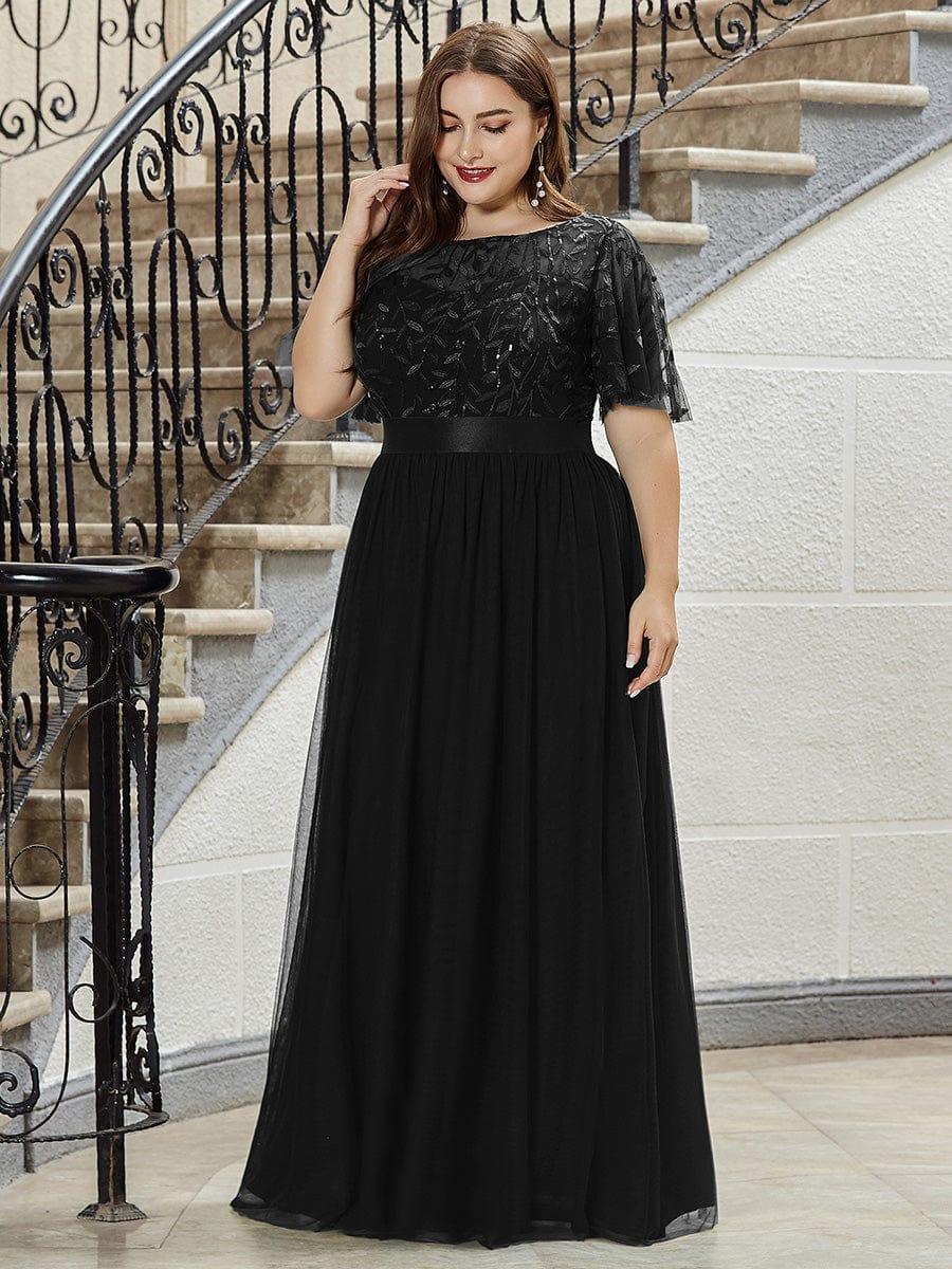 pretty SAPHIR|Plus Size Women's Embroidery Evening Dresses with Short Sleeve