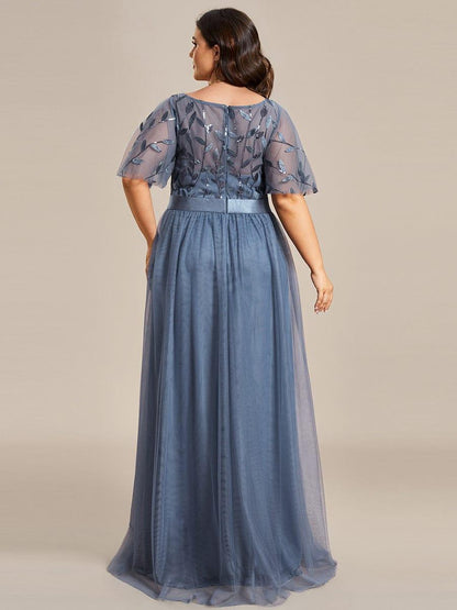 pretty SAPHIR|Plus Size Women's Embroidery Evening Dresses with Short Sleeve