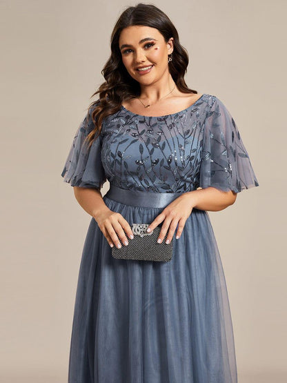 pretty SAPHIR|Plus Size Women's Embroidery Evening Dresses with Short Sleeve