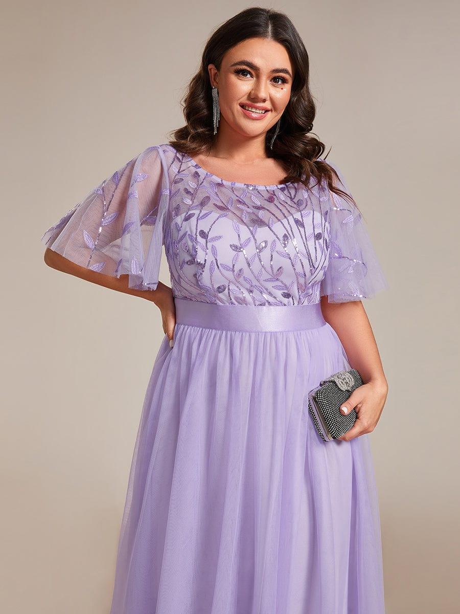 ever SAPHIR|Women's A-Line Short Sleeve Embroidery Floor Length Evening Dresses