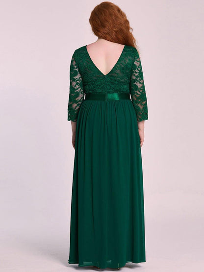 pretty FAUN|Simple Plus Size Lace Evening Dress with Half Sleeves