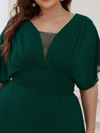 pretty AMBRYN|Plus Size Empire Waist Chiffon Formal Maxi Evening Dress