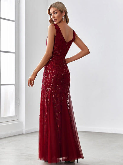 ever ORIEL|Women's Double V-Neck Fishtail Sequin Evening Dress