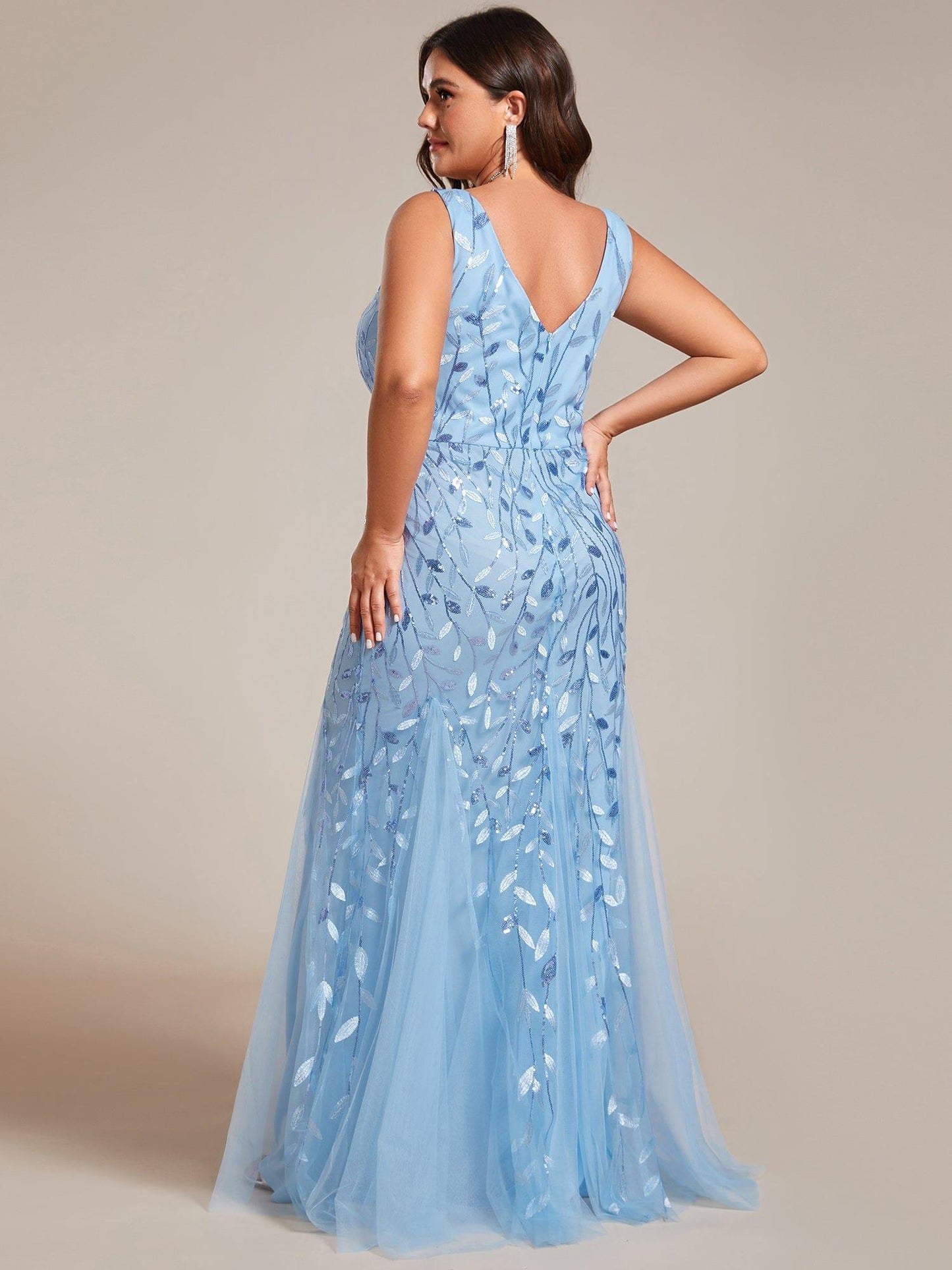ever ORIEL|Women's Double V-Neck Fishtail Sequin Evening Dress