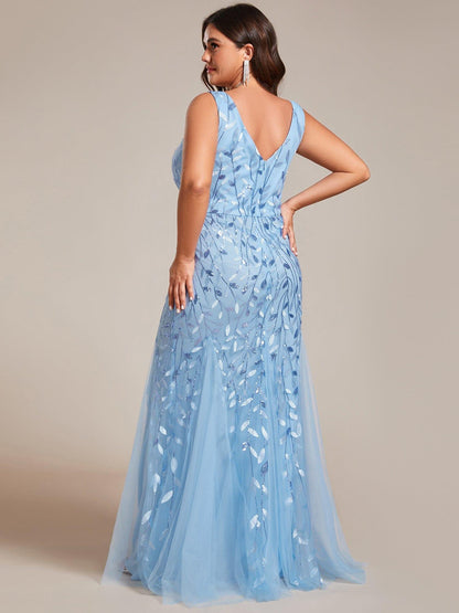 ever ORIEL|Leaf Sequin V-Neck Sleeveless Bridesmaid Dress with Tulle Hem