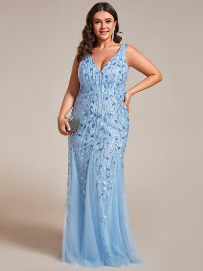ever ORIEL|Leaf Sequin V-Neck Sleeveless Bridesmaid Dress with Tulle Hem