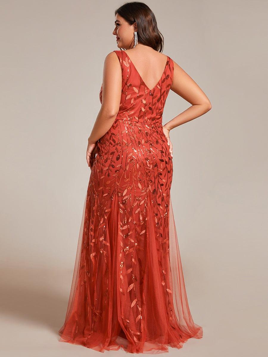 ever ORIEL|Leaf Sequin V-Neck Sleeveless Bridesmaid Dress with Tulle Hem