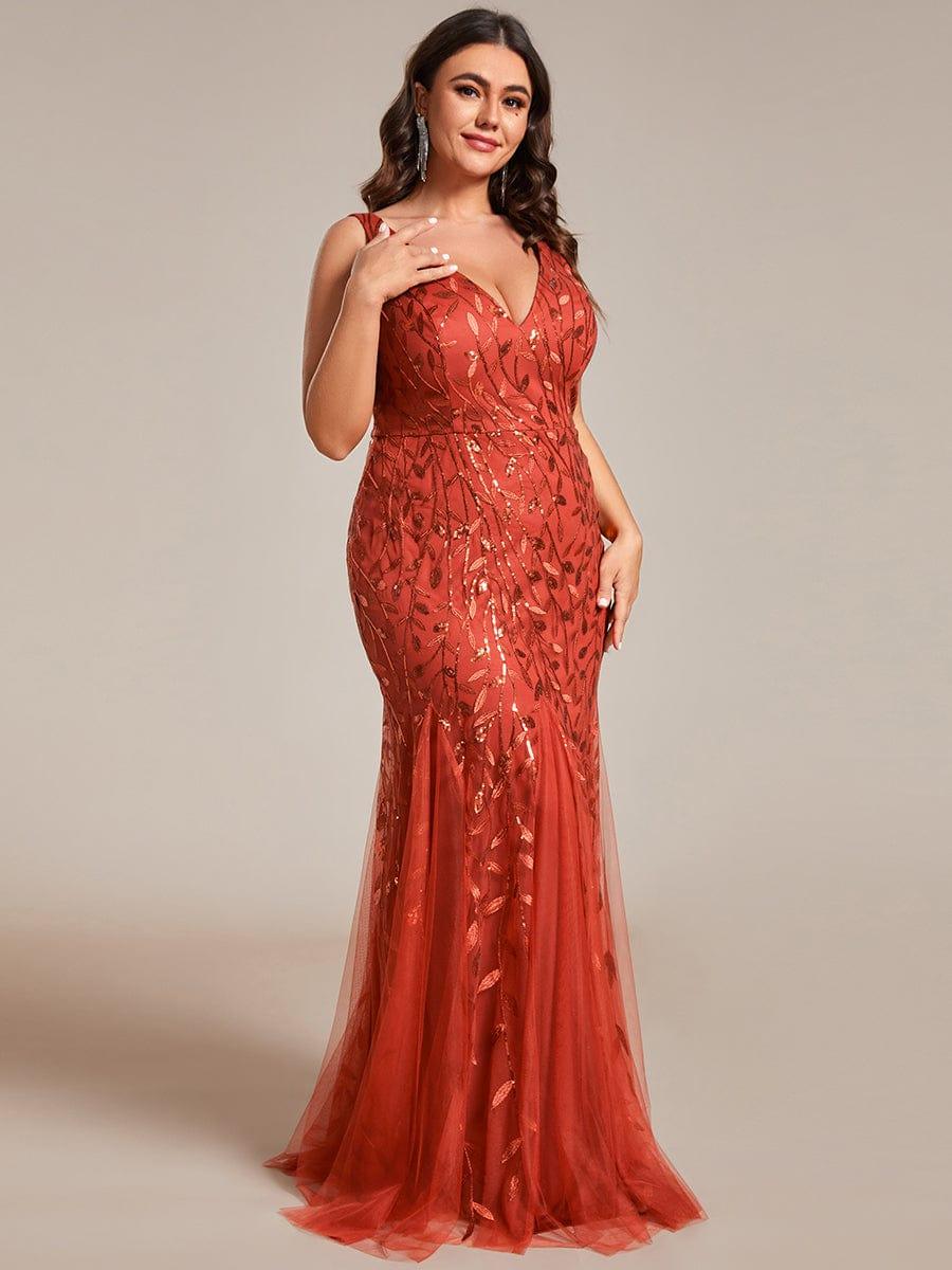 ever ORIEL|Leaf Sequin V-Neck Sleeveless Bridesmaid Dress with Tulle Hem