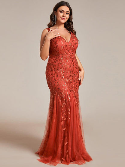 ever ORIEL|Leaf Sequin V-Neck Sleeveless Bridesmaid Dress with Tulle Hem