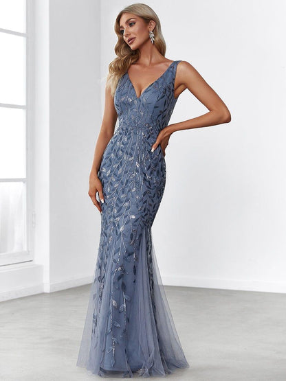 ever ORIEL|Women's Double V-Neck Fishtail Sequin Evening Dress