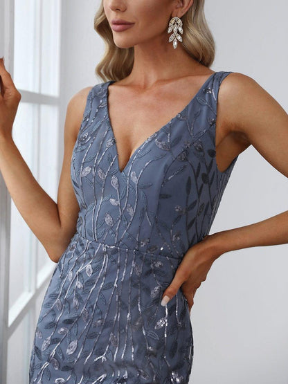 ever ORIEL|Women's Double V-Neck Fishtail Sequin Evening Dress