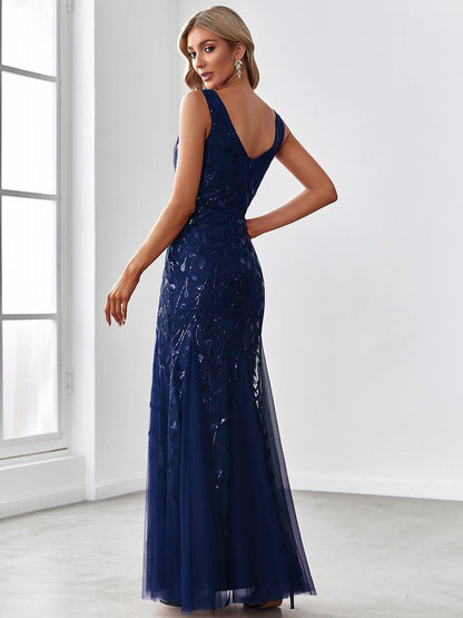 ever ORIEL|Women's Double V-Neck Fishtail Sequin Evening Dress