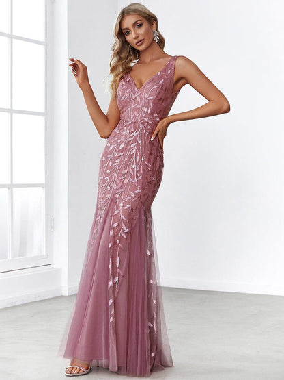 ever ORIEL|Women's Double V-Neck Fishtail Sequin Evening Dress