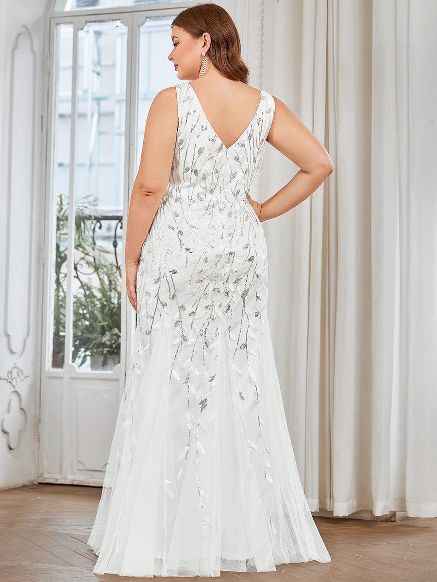 ever ORIEL|Leaf Sequin V-Neck Sleeveless Bridesmaid Dress with Tulle Hem