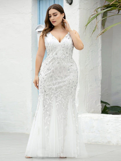 pretty ORIEL|Plus Size Maxi Sequin Formal Dresses & Gowns