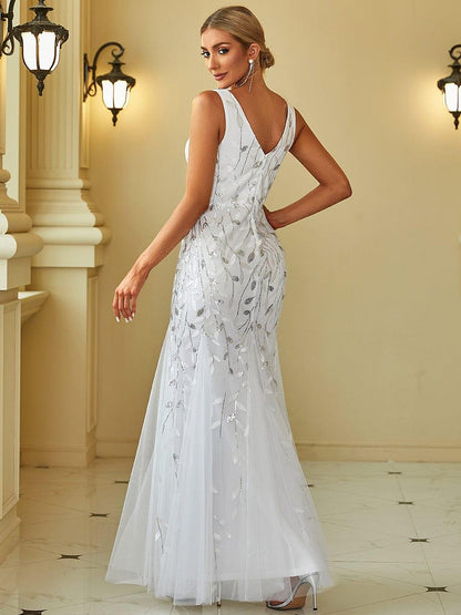 ever ORIEL|Women's Double V-Neck Fishtail Sequin Evening Dress