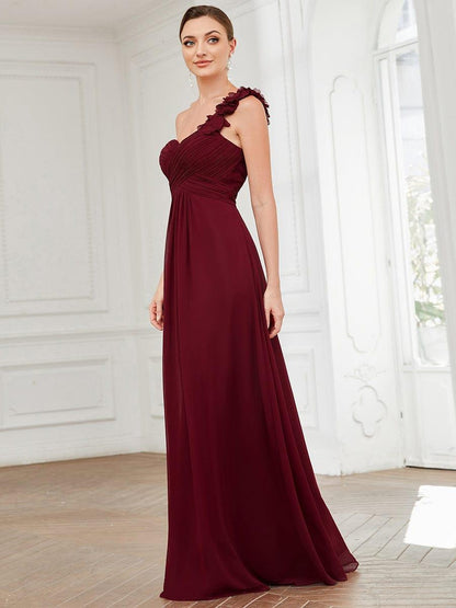 ever JAYLEEN|Sweet Pleated Bodice One Shoulder Chiffon Bridesmaid Dress