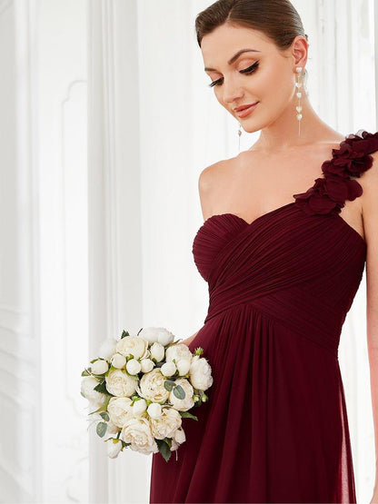 ever JAYLEEN|Sweet Pleated Bodice One Shoulder Chiffon Bridesmaid Dress