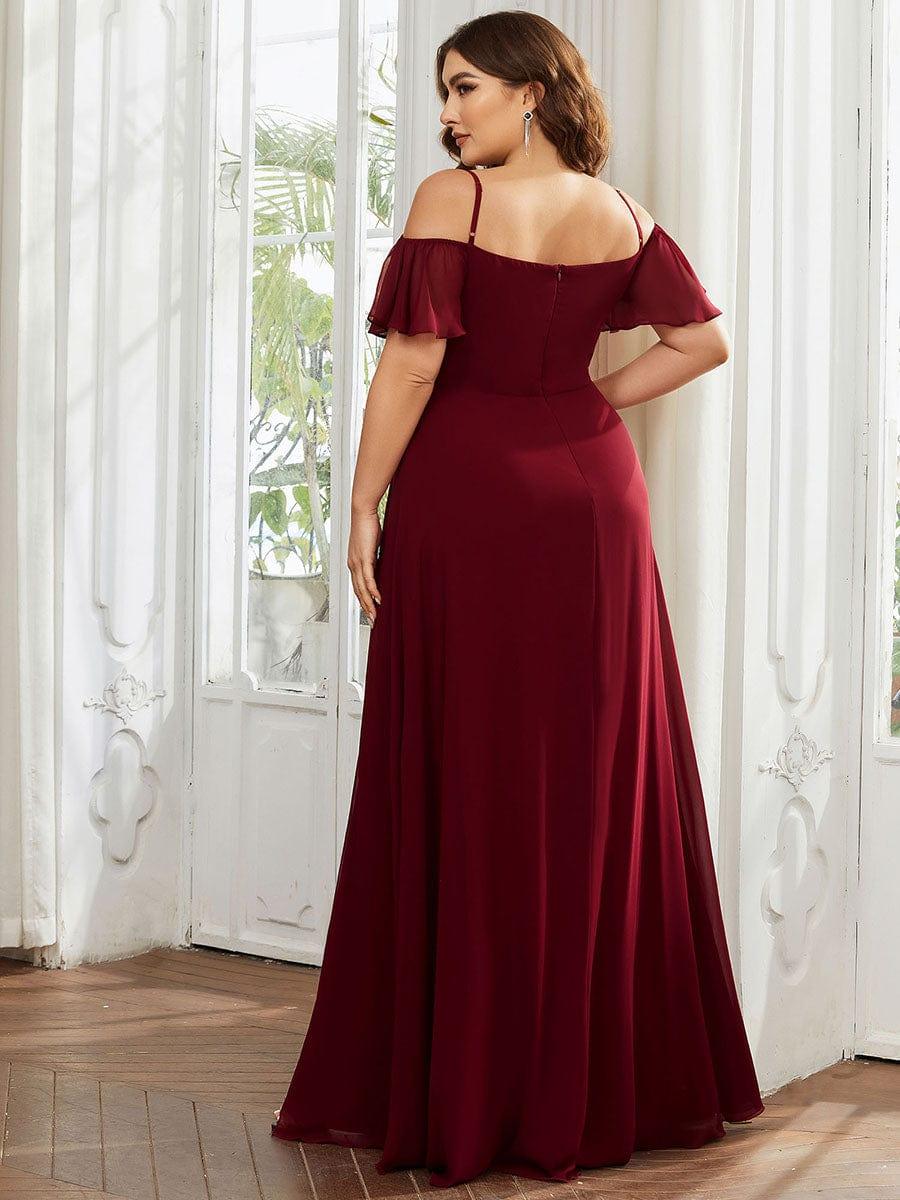 ever REYA|Stylish Cold Shoulder Flare Sleeves Flowy Bridesmaid Dress