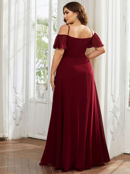 ever REYA|Stylish Cold Shoulder Flare Sleeves Flowy Bridesmaid Dress