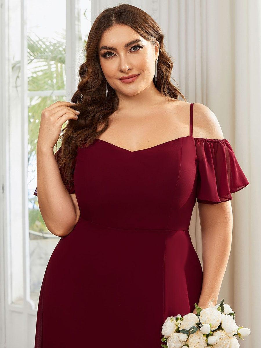 ever REYA|Stylish Cold Shoulder Flare Sleeves Flowy Bridesmaid Dress