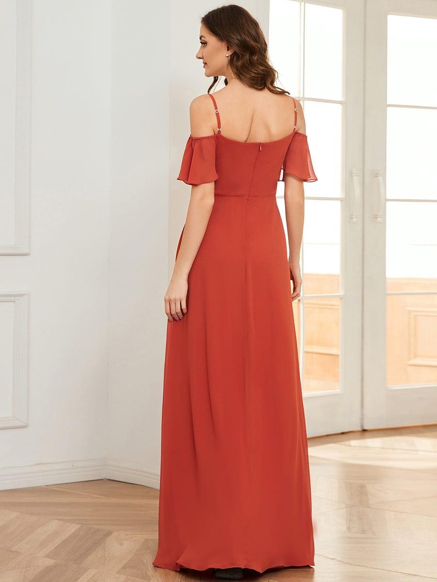 ever REYA|Stylish Cold Shoulder Flare Sleeves Flowy Bridesmaid Dress