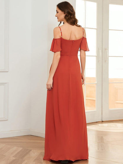 ever REYA|Stylish Cold Shoulder Flare Sleeves Flowy Bridesmaid Dress