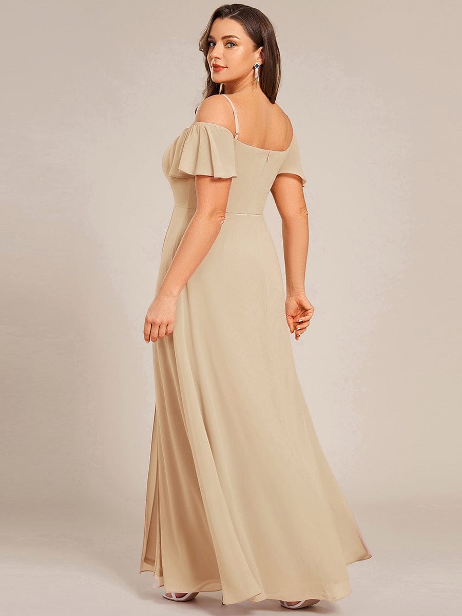 ever REYA|Cold Shoulder High Slit Chiffon Wedding Guest Dress