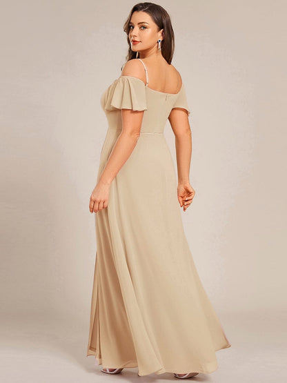 ever REYA|Cold Shoulder High Slit Chiffon Wedding Guest Dress