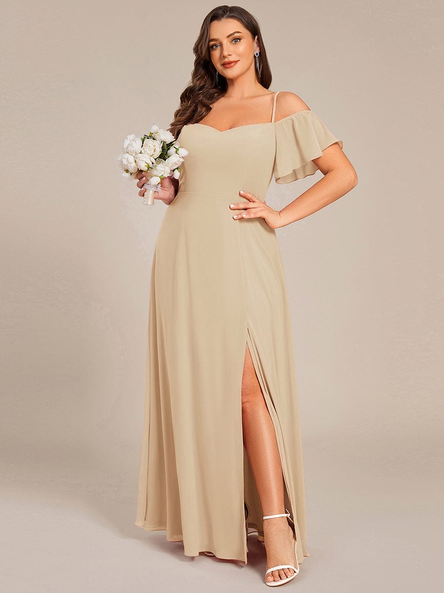 ever REYA|Stylish Cold Shoulder Flare Sleeves Flowy Bridesmaid Dress