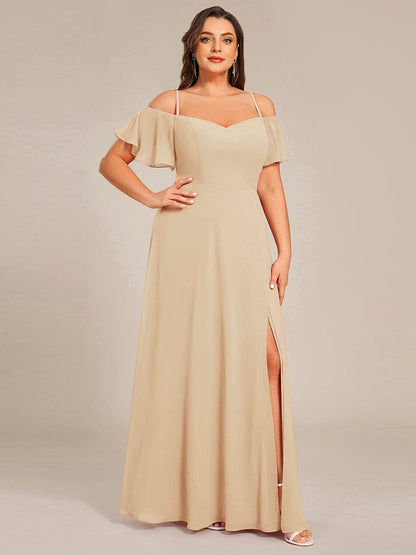 ever REYA|Stylish Cold Shoulder Flare Sleeves Flowy Bridesmaid Dress