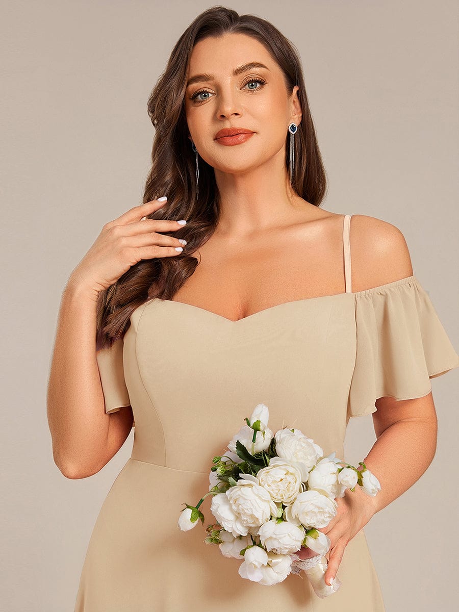 ever REYA|Cold Shoulder High Slit Chiffon Wedding Guest Dress