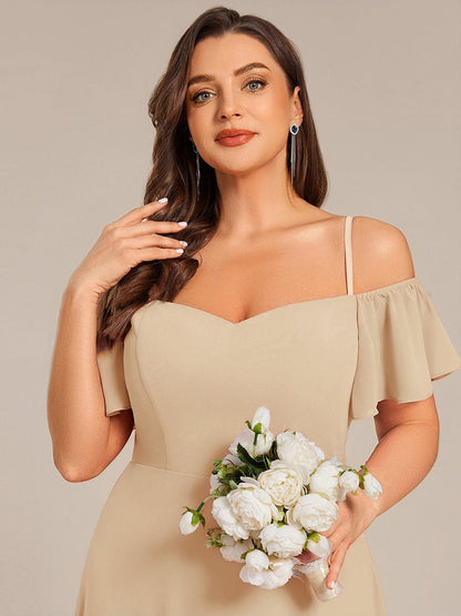 ever REYA|Cold Shoulder High Slit Chiffon Wedding Guest Dress