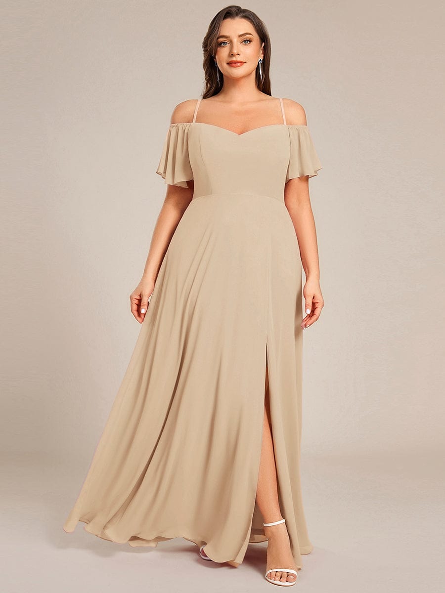ever REYA|Stylish Cold Shoulder Flare Sleeves Flowy Bridesmaid Dress