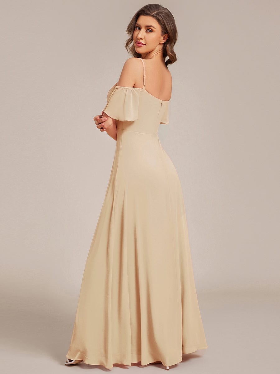 ever REYA|Stylish Cold Shoulder Flare Sleeves Flowy Bridesmaid Dress