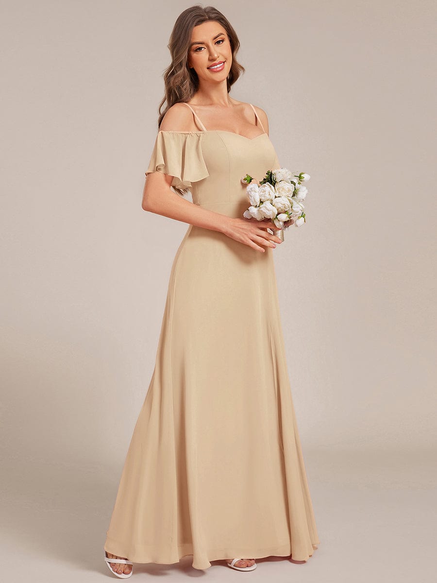 ever REYA|Cold Shoulder High Slit Chiffon Wedding Guest Dress