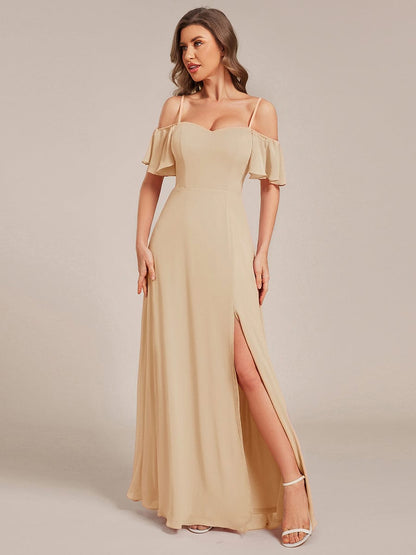 ever REYA|Cold Shoulder High Slit Chiffon Wedding Guest Dress