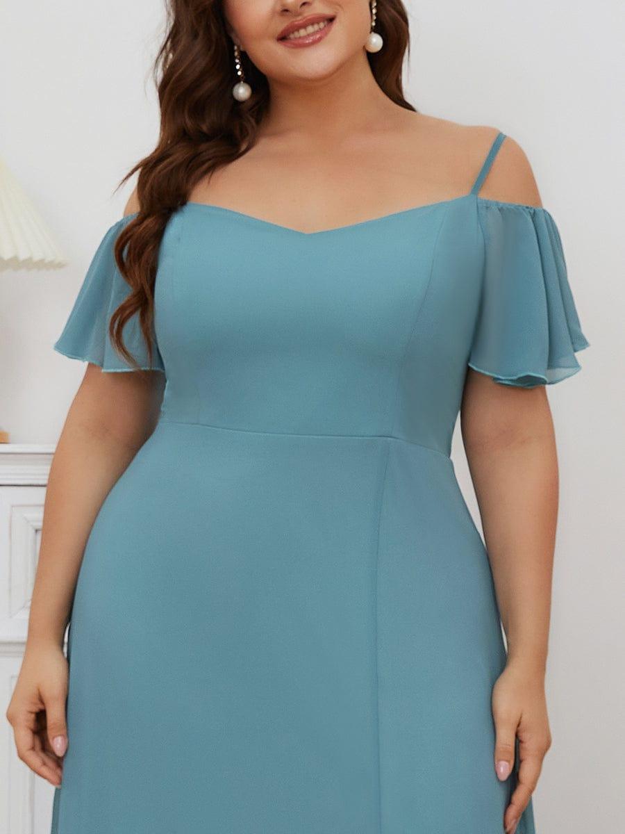ever REYA|Cold Shoulder High Slit Chiffon Wedding Guest Dress