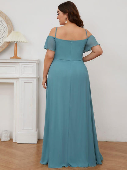 ever REYA|Cold Shoulder High Slit Chiffon Wedding Guest Dress
