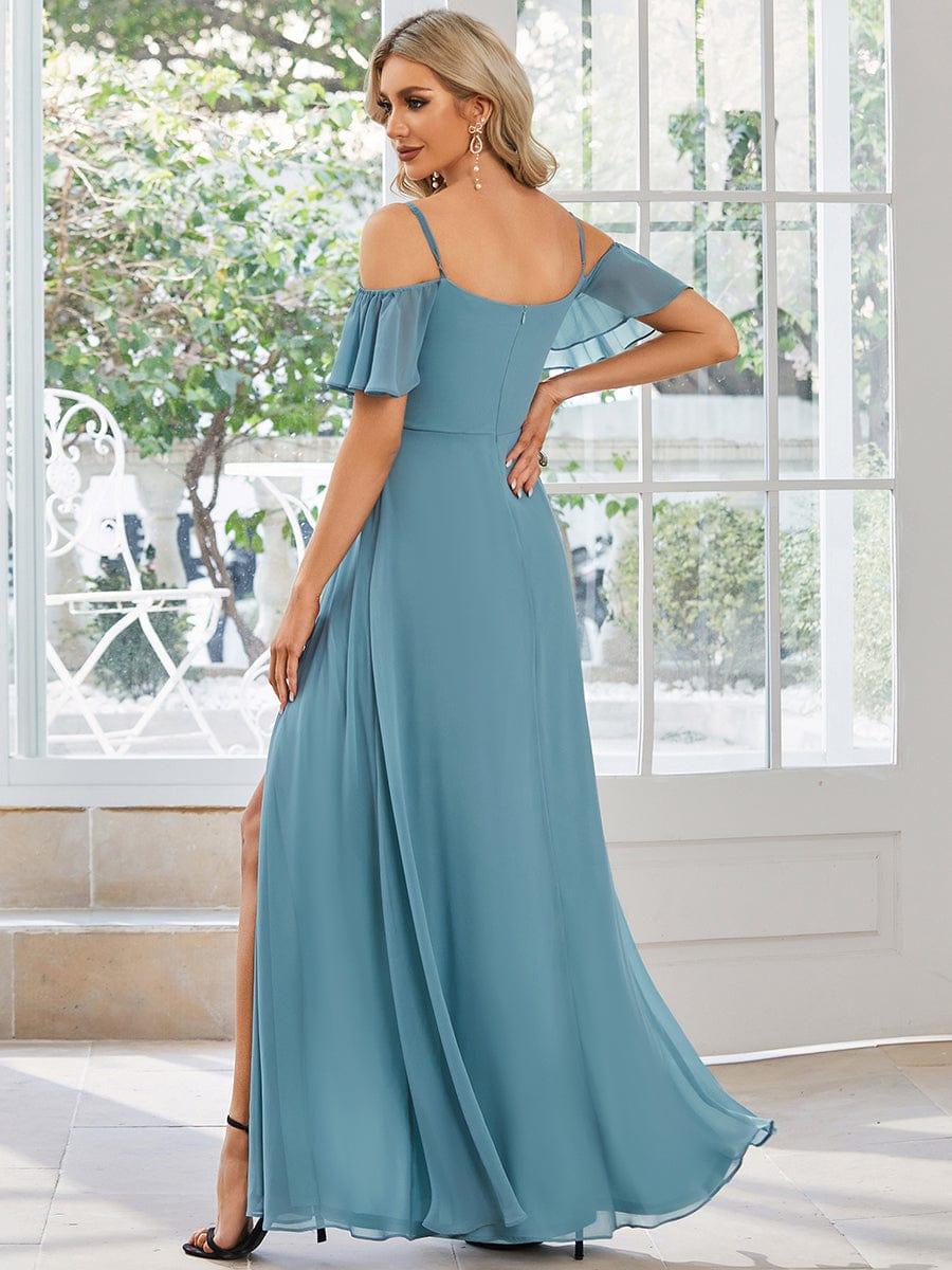 ever REYA|Cold Shoulder High Slit Chiffon Wedding Guest Dress