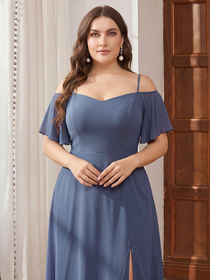 ever REYA|Stylish Cold Shoulder Flare Sleeves Flowy Bridesmaid Dress