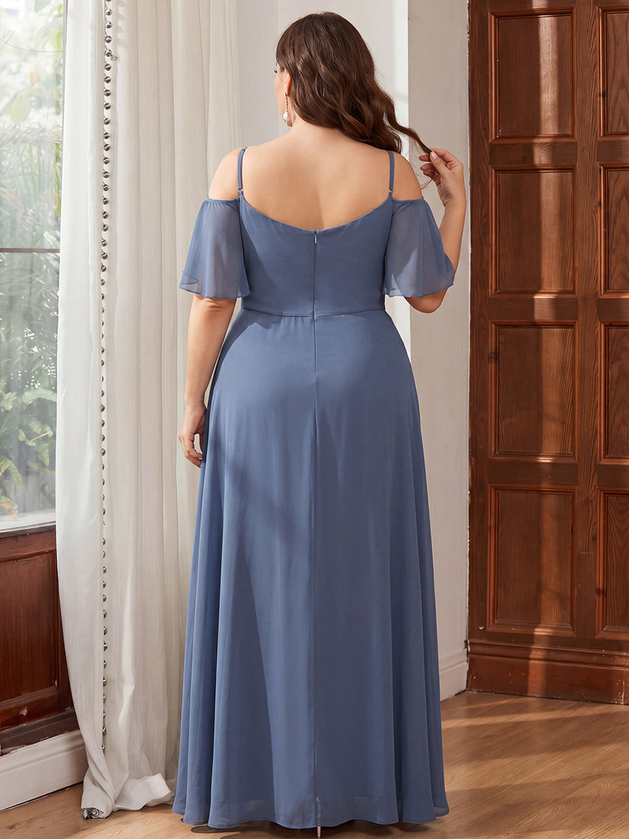 ever REYA|Cold Shoulder High Slit Chiffon Wedding Guest Dress