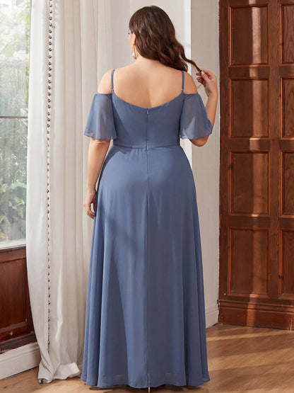 ever REYA|Cold Shoulder High Slit Chiffon Wedding Guest Dress
