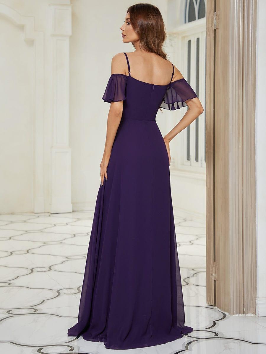ever REYA|Cold Shoulder High Slit Chiffon Wedding Guest Dress