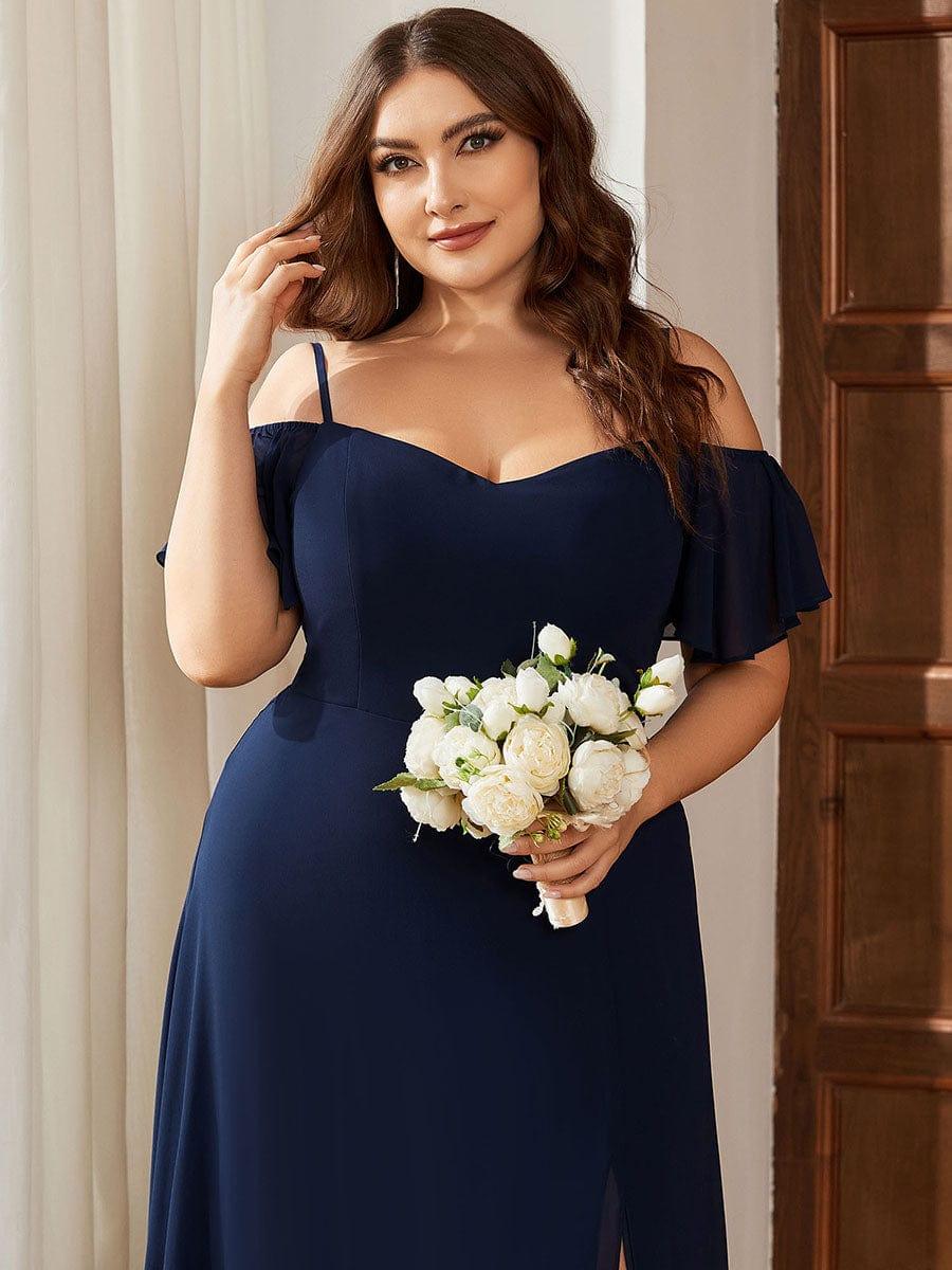 ever REYA|Stylish Cold Shoulder Flare Sleeves Flowy Bridesmaid Dress